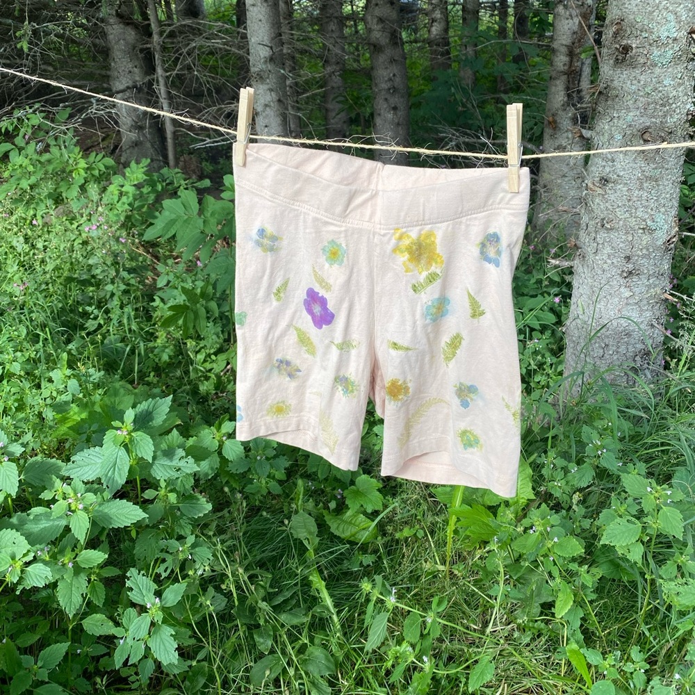 Blush pink eco dyed floral shorts